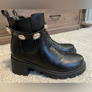 Sugar rhinestone combat boots